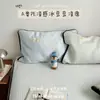 Rayas Azules~Clase de Verano un Juego de Tres Piezas de Esterilla Refrigerante Esterilla de Seda de Hielo Pe Diseño Rayado para Niñas Lavable a Máquina Dormitorio de Estudiante Esterilla Suave
