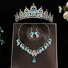 Conjunto de tres piezas de tiara de corona, accesorio para el cabello, collar, pendientes, diadema de corona de novia princesa, accesorios para vestido de novia