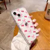 Funda de Cereza Dulce con Lazo Popular en TikTok Adecuada para Apple 18 Pro, Funda Protectora Transparente de Alto Valor Estético para Niñas