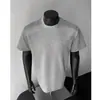 Camiseta de corte ancho con cuello pequeño para hombre, de verano, moderna, elegante, de manga corta, manga media deconstruida en blanco, negro y gris