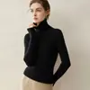 Suéter de malha sem costura 100% cashmere puro, macio e amigo da pele, para mulheres, gola alta, corte justo, pulôver de base