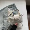 Bolsa de mão casual feminina da moda 2026, bolsa de ombro fashion, bolsa pequena quadrada crossbody, bolsa única de tecido de nylon