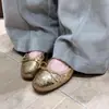 Zapatos de Ballet Chuyuji Planos Dorados con Purpurina para Mujer, Hermosos Zapatos de Una Sola Pieza de Principios de Primavera, Nuevo Estilo Retro Francés 2026 Boca Baja Mary Jane