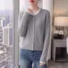 Nueva Colección Otoño/Invierno 2026: Cárdigan de Punto Retorcido con Bloques de Color y Mangas Largas para Mujer, con Cuello Redondo y Diseño de Falso Dos Piezas