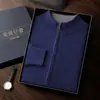 Novo Suéter de Caxemira Outono e Inverno para Homens, Suéter Térmico de Base, Suéter de Gola Alta Parcial, Cardigã Solto da Moda, Jaqueta com Zíper