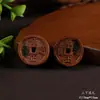 Madera de Azufaifo Golpeada por Rayo Colgante Retro de Moneda para Coche Llavero de Coche Colgante Colgante para Bolso Colgante Chino Seguro y Propicio