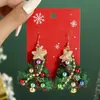 Aretes Colgantes de Navidad Novedosos de Venta Caliente Transfronteriza Europea y Americana, Dibujos Animados con Diamantes, Material de Aleación, Serie de Aretes de Navidad al por Mayor
