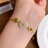 Pulsera Clásica de Estilo Chino Vintage de Palacio Clásico con Carácter Fu Imitación de Jade Hetian Natural Oro Arenas Vietnamita