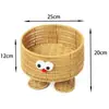 Cesta de Frutas de Rattan, Cesta de Pão Trançada Fofa para Mesa, Cesta de Armazenamento para Sala de Estar e Cozinha, Cesta de Armazenamento para Lanches