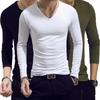 Ropa Interior para Hombre Camiseta de Algodón Ropa de Otoño Cuello en V Cálida Manga Larga Cuello Redondo Modelo Delgado Base de Algodón Ropa Interior de una Sola Pieza