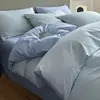 Serie Jianxi 100% Algodón Color Sólido Dos Tonos Ropa de Cama Juego de Cuatro Piezas Simple Color de Contraste Juego 100% Algodón Sábana Sábana Ajustada Se Puede Enviar Directamente