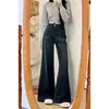 Jeans Vintage de Cintura Alta Relaxado Feminino Outono e Inverno plus size com forro de fleece para meninas cheinhas Corpo em formato de Pera Calças de Perna Larga Soltas Emagrecedoras
