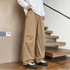 Calças masculinas com forro de fleece, calças compridas retas de corte solto na moda para primavera, outono e inverno, calças de moletom casuais, material semelhante ao algodão, tamanhos grandes disponíveis