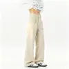Pantalones anchos de algodón lavado de nuevo estilo, transpirables, adelgazantes, resistentes a las arrugas, casuales, versátiles, que realzan la altura, de corte holgado, largos CK3776 #