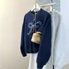 Marca de moda estilo americano, sudadera de cuello redondo con estampado de lazos, colección otoño/invierno para mujer, estilo coreano, corte holgado, adelgazante y ligero