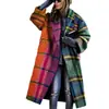 2026 Nuevo Cruce de Fronteras Europeo y Americano Otoño Comercio Exterior Ropa de Mujer Amazon Abrigo Largo con Solapas de Lana Estampado de Talla Grande