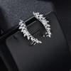 Brincos Elegantes com um Toque Sofisticado, Ear Cuffs, Brincos com Zircônia AAA Incrustada, Design de Folha Longa, Ganchos de Prata S925, Micro-incrustados de Fábrica