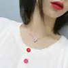 Fornecimento ao vivo Brilhante em forma de coração Pingente Pingente Imitação Importado Mosan Diamond Pêssego Em forma de coração de alto carbono Diamond Clavícula Cadeia Conjunto Cadeia