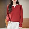 Nuevo Suéter de Punto de Algodón Puro de Cuello Redondo de Otoño e Invierno 2025 Transfronterizo de Manga Larga para Mujer, Holgado, Jersey Básico, Top
