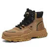 Zapatos de Hombre Estilo Británico para Trabajar en Obras de Construcción, Antideslizantes y Resistentes al Desgaste, Deportes de Montañismo al Aire Libre Botas Martin de Suela Gruesa de Malla Ks8809