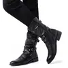 Sapatos de Couro de Cano Alto Bico Fino para Primavera e Outono, Botas Masculinas de Cano Médio Estilo Britânico, Botas Martin com Forro de Lã Estilo Coreano, Botas de Couro Masculinas Modernas