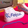 Tênis Feiyue Masculino e Feminino, Tênis Estampado com Letras, Sapatos Casuais Versáteis para Estudantes, Tênis de Lona de Cano Alto, Sapatos Brancos Respiráveis