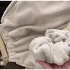 Calça pantalona infantil estilo retrô coreano, coleção de inverno 2025, unissex, calça jogger versátil estilo coreano com forro de fleece e punhos elásticos