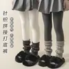 Leggings térmicas para meninas para outono e inverno, espessadas, aquecedores de perna em retalhos, aquecedores de perna de lã japonesa tricotados, meias largas, meias-calças infantis atacado