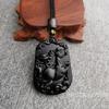 Colgante de obsidiana con doce signos del zodíaco, rata, buey, tigre, conejo, dragón, caballo, oveja, mono, pollo, perro, cerdo, collar de jade para hombre y mujer.