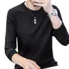 Camisa de manga larga para hombre con estampado de otoño e invierno, primavera y otoño, estilo coreano, nueva, cuello redondo, holgada, chic, estilo Hong Kong, moderna, camisa de base