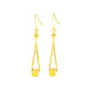 Pendientes de Borla Imitación Oro 24K de Lujo Ligero para Mujer, Pendientes Sencillos de Perlas, Estilo Oro Arena, Joyería de Moda para Transmisiones en Vivo de Influencers, Venta al por Mayor