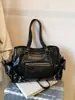 Bolsa Tote Grande Capacidade para Mulheres, Nova Coleção Outono/Inverno 2025, Casual Versátil, Bolsa de Ombro para o Dia a Dia, Bolsa Vintage de Motocicleta
