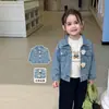 Roupas infantis Suzhili, jaqueta jeans para meninas, estilo casual retrô de outono, jaqueta cardigã infantil, top, roupas de bebê grau A