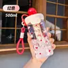 Taza de Agua de Dibujos Animados con Bola Flotante y Taza con Popote para Niñas Alta Apariencia Ins Estudiante Uso en Casa Exterior Linda Taza de Plástico de Grado Alimenticio
