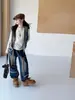 Conjunto de Chaleco de Mezclilla para Niñas Primavera y Otoño Nuevo Holgado Retro Overol Conjunto de Dos Piezas Niños Medianos y Grandes Moda Ropa de Moda