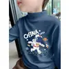 Y2091# camiseta de manga comprida para meninos outono infantil algodão solta nova blusa de outono camisa de base para meninos grandes