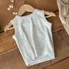 Vestido Suspensório de Verão Estilo Ins com Renda para Bebês Meninas, Camiseta de Ribana sem Manga com Gola Redonda