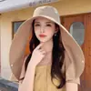 Sombrero de ala ancha para protección solar para mujer, Chal de protección solar UV de verano, Protección para cuello y cara, Sombrero de pescador, Sombrero de sol plegable