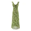 Vestido Midi Floral de Manga Acampanada con Cuello en V Retro Estilo Francés 2026 Nuevo de Verano Vestido con Tirantes para Playa Vacaciones para Mujeres