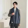 Novo Cachecol de Lã Monocromático Transfronteiriço, Cachecol de Pescoço Quente Casual para Exterior, Xale Versátil Unissex de Cor Sólida com Franjas