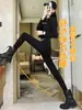 Calças Leggings Pretas para Uso Externo Feminino 2025 Novo Estilo Quente Cintura Alta Elásticas Slim Calças Lápis Outono e Inverno Calças com Forro de Lã para Mulheres