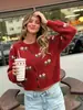 Cárdigan de punto jacquard estilo pastoral transfronterizo 2026 otoño e invierno cuello redondo estilo casual cárdigan de punto grueso para mujer