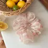 Scrunchie Único com Design Iridescente Estilo Pintura a Óleo Floral, Elástico de Cabelo Super Fada Elegante para Mulheres, Flor de Cabelo de Organza Cordão de Cabelo Anel de Cabelo