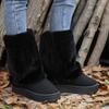 Botas de Nieve de Invierno para Mujer Nuevas de Nicho Plataforma Suela Gruesa Peludas Media Caña Más Terciopelo Cálidas Zapatos de Algodón Tendencia