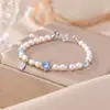 Pulseira Yilu Pérola Prateada Água-Marinha Prata de Lei S925 Estrela Conta Redonda Pérola de Água Doce Joia Original Feita à Mão Atacado em Estoque