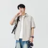 Camisa de manga corta de seda de hielo de la NASA para hombre, estilo fino de verano, nuevo modelo 2026, chaqueta camisa casual holgada para el trabajo para hombre