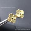 Plata de Ley 925 Nueva Versión Van Gogh Chapado en Oro Rosa de 18k Hebilla de Oreja Trébol de Cuatro Hojas Pendientes de Tachuela Oro Negro Láser
