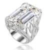 Cao Shi Anel de Casamento Seiko de Luxo Incrustado com Anel de Zircão Quadrado de Grandes Dimensões Acessórios de Anel de Noivado de Diamante Flash Criativo