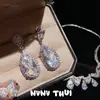Joia Italiana Retrô Onda Gota d'Água Pedra Grande Colar Banquete Couture Cristal Brilhante Conjunto de Brincos
