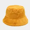 Sombrero de Pescador Personalizado de Imitación de Piel de Conejo Liso de Invierno, Sombrero de Cubo de Felpa Gruesa Color Macarrón con Protección para las Orejas Caliente